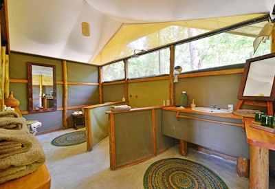 Ishasha Wilderness Camp en-suite bush shower flushing toilet Ntungwe Uganda