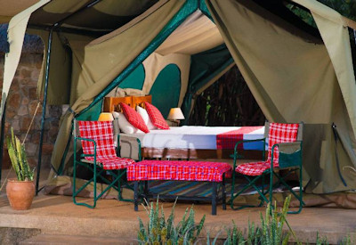 Kidepo Savannah Lodge comfortable tented suite plush double twin bed hot shower Uganda