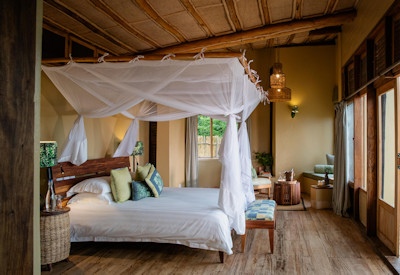 Kyambura Gorge Lodge luxury banda afro-chic theme Queen Elizabeth Uganda