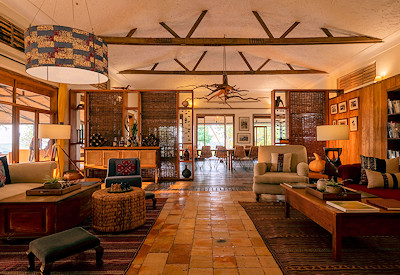 Kyambura Gorge Lodge central guest area lounge Kyambura Gorge views Uganda