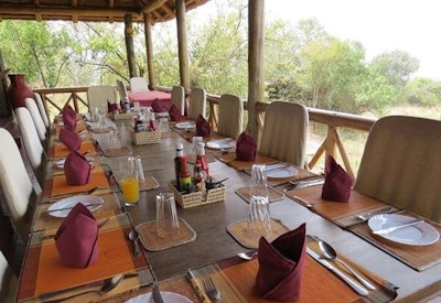 Mantana's Lake Mburo Camp dining area prolific birdlife boat trip swimming pool Uganda