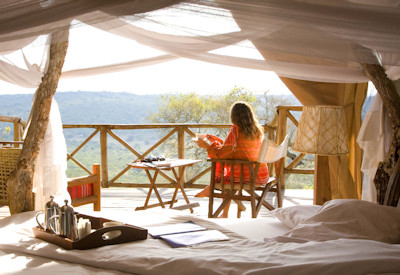 Mihingo Lodge private bedroom verandah Lake Mburo National Park granite kopje Uganda