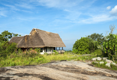 Mihingo Lodge overlooking Lake Mburo National Park zebra impala buffalo waterhole Uganda