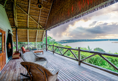 Mweya Safari Lodge private veranda Kazinga Channel panoramic views Uganda
