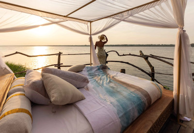 Nile Safari Lodge outdoor day bed Milky Way stargazing Exclusive Banda Uganda