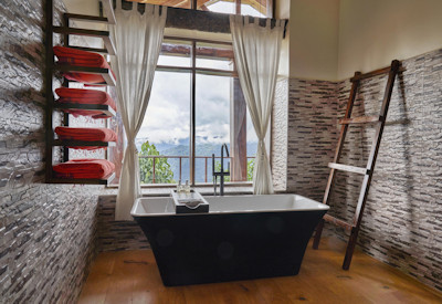 Nkuringo Bwindi Gorilla Lodge villa en-suite bathroom Bwindi Impenetrable Uganda