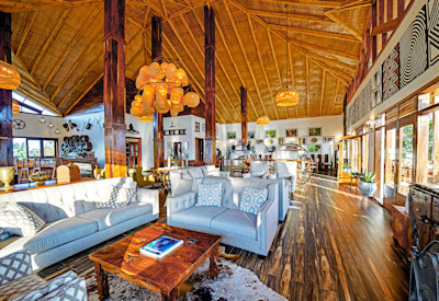Nkuringo Bwindi Gorilla Lodge African décor lounge local culture Uganda