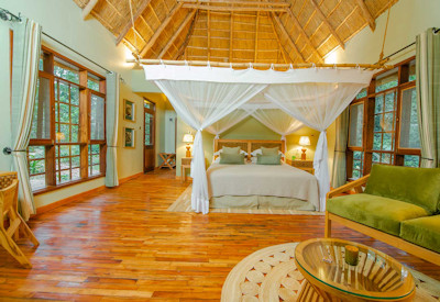Primate Lodge Kibale luxury cottage king bed double bed Kibale Uganda