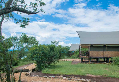 The Bush Lodge tented accommodation Kamera River terrace Uganda