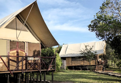 The Bush Lodge tented banda expansive viewing deck Kamera River Uganda