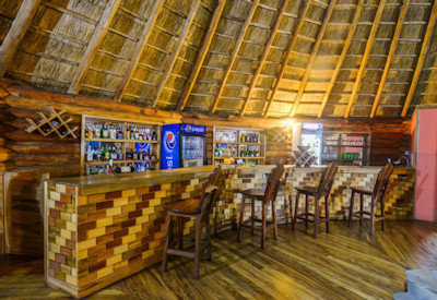Trackers Safari Lodge thatched bar wine cellar Bwindi Forest Uganda