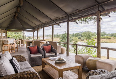 Amanzi Camp lounge dining 3-course plated dinner Lower Zambezi National Park Zambia