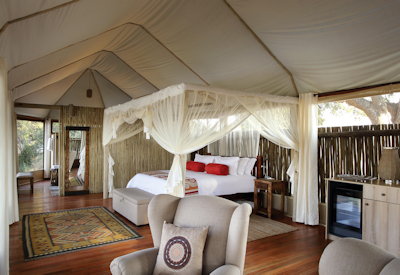 Amanzi Camp private wooden deck game viewing Ngwenya Channel Lower Zambezi Zambia