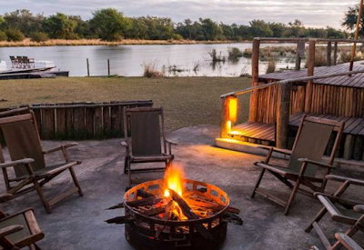 Amanzi Camp firepit buffet lunch Zambezi River Lower Zambezi National Park Zambia