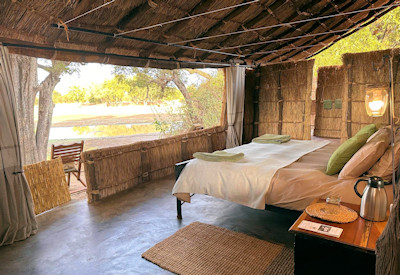 Breathtaking views over a vast permanent lagoon teeming with wildlife at Big Lagoon Trails Camp