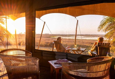 Busanga Plains Camp private viewing deck fire pit outdoor lounge Busanga Plains Zambia