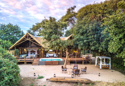 Chiawa Camp Superior Safari Tent island roll-top bath his-hers basins Zambezi Zambia