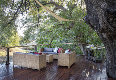 Stunning views across South Luangwa National Park from the elevated deck at Chikoko Tree Trails Camp