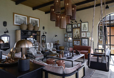 Chichele Presidential Lodge colonial lounge library bar stoop Luangwa Valley Zambia