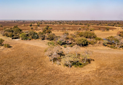 Chisa Busanga Camp tree-lined islet Busanga Plains Kafue National Park Green Safaris Zambia