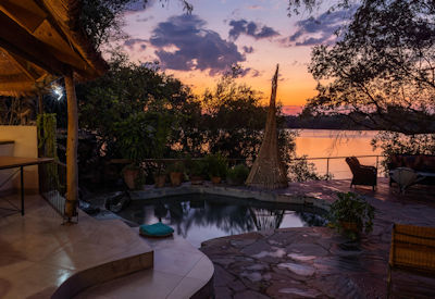 Chundukwa River Lodge Zambezi River beautiful setting Livingstone Zambia