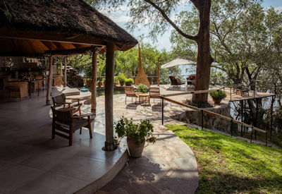 Chundukwa River Lodge views Zambezi National Park telescopes binoculars library Zambia