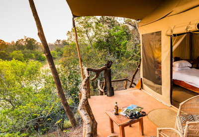 Fig Tree Bush Camp private viewing deck lagoon views Kafue National Park Zambia