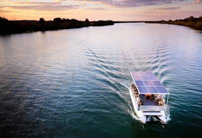 Ila Safari Lodge solar eBoat cruise electric game drive Kafue River Green Safaris Zambia