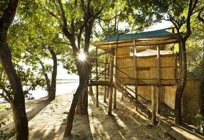 Kafunta Island Bush Camp high above Luangwa River elevated platform South Luangwa Zambia