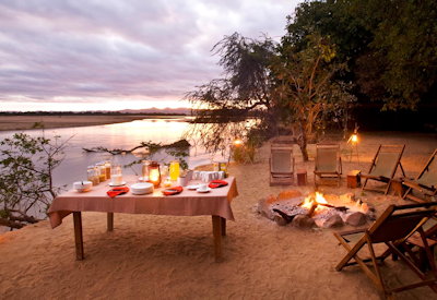 Kafunta Island Bush Camp Luangwa River sunset South Luangwa National Park Zambia