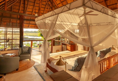 Kafunta River Lodge thatched luxury suite private viewing deck Luangwa River views Zambia