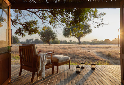Small and intimate classic safari bushcamp layout with only four traditional rondavels at Kuyenda Bushcamp