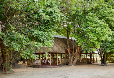 Spectacular wilderness views of the surrounding acacia woodlands and dry riverbeds at Kuyenda Bushcamp