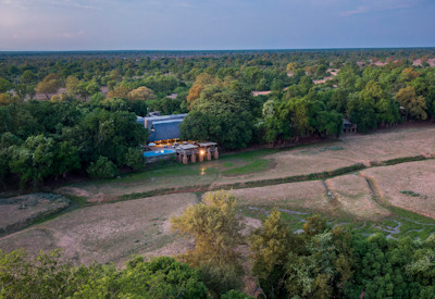 Mfuwe Lodge expansive open air reception and main guest lobby areas in South Luangwa Zambia