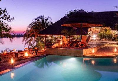Mukambi Safari Lodge swimming pool kiddies pool Kafue River views Kafue Zambia