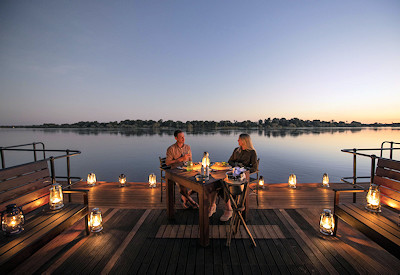 Mukwa River Lodge outdoor river deck private dinner sommelier wine Zambezi Zambia