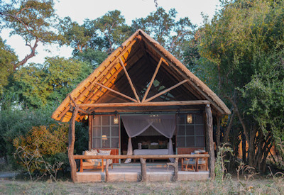 Mwamba Bush Camp afternoon tea bar area chitenge Mwamba River South Luangwa Zambia