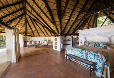 Stunning views of the Luangwa River and roaming wildlife from the private viewing decks at Nkwali Camp