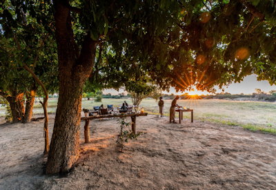 Thrilling close-up wildlife encounters including elephants visiting the nearby waterhole at Nsolo Camp