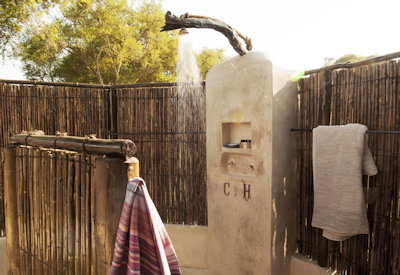 Old Mondoro outdoor shower outdoor splash tub Zambezi views Lower Zambezi Zambia