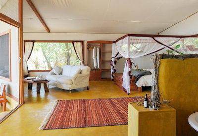 Potato Bush Camp large luxury rosewood safari tent sliding doors Lower Zambezi Zambia