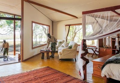 Potato Bush Camp rosewood tent en-suite bathroom private Lower Zambezi Zambia