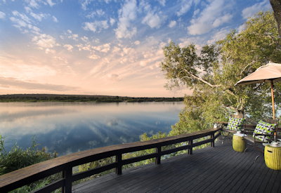 Royal Chundu Zambezi River Lodge viewing deck river wildlife Livingstone Zambia