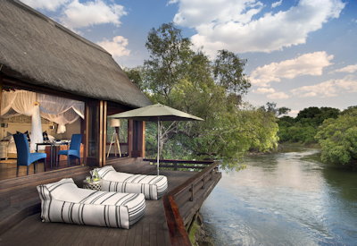 Royal Chundu Zambezi River Lodge private viewing deck Zambezi River Livingstone Zambia