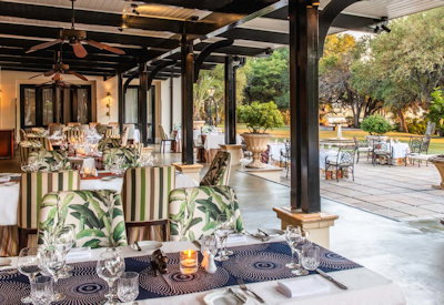 Royal Livingstone Hotel Anantara restaurant dining Zambezi River sunset views Zambia