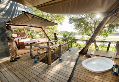 Exclusive luxury safari layout with only five boutique tented chalets at Shawa Luangwa Camp