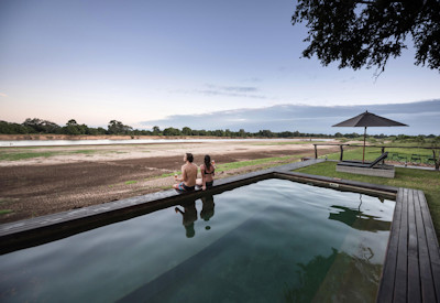 Central main lodge lounge area offering panoramic views of the incredible African landscapes