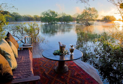 Sindabezi Island Camp private viewing deck Zambezi River Horace resident hippo Zambia