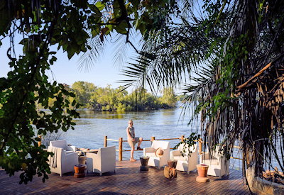 Sussi Chuma Lodge infinity pool lounge bar Zambezi River Victoria Falls Zambia