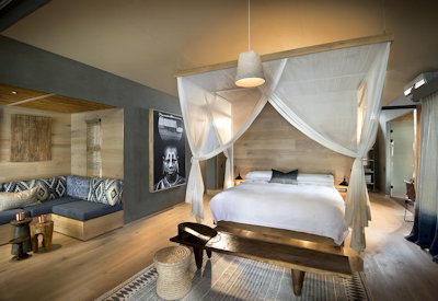 Thorntree River Lodge large bedroom open-to-nature bathroom freestanding bath Zambia